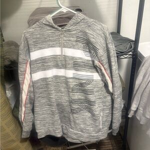 PINK Victoria's Secret Gray and White Zip-Up Sweater